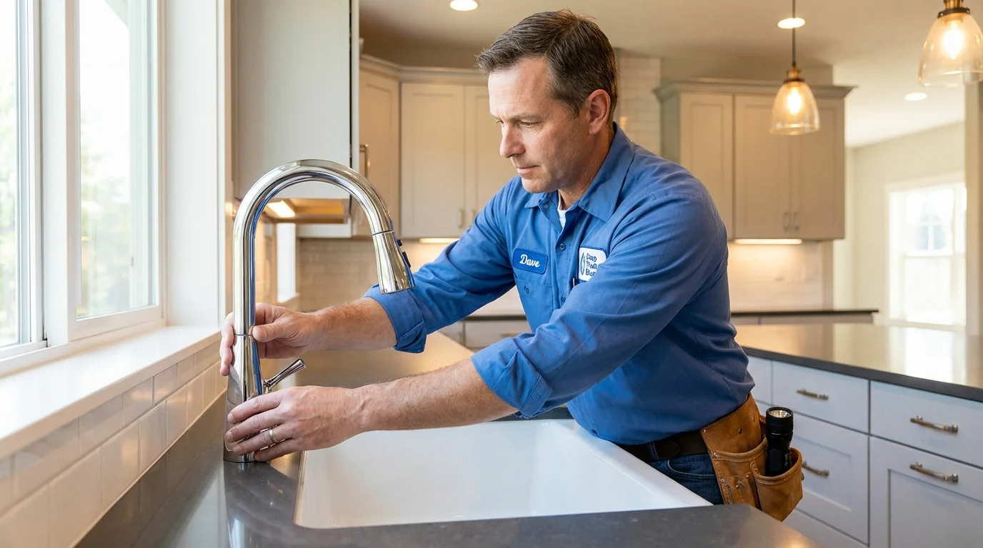 Kitchen faucet installation by Johns Plumbing LLC in Noel