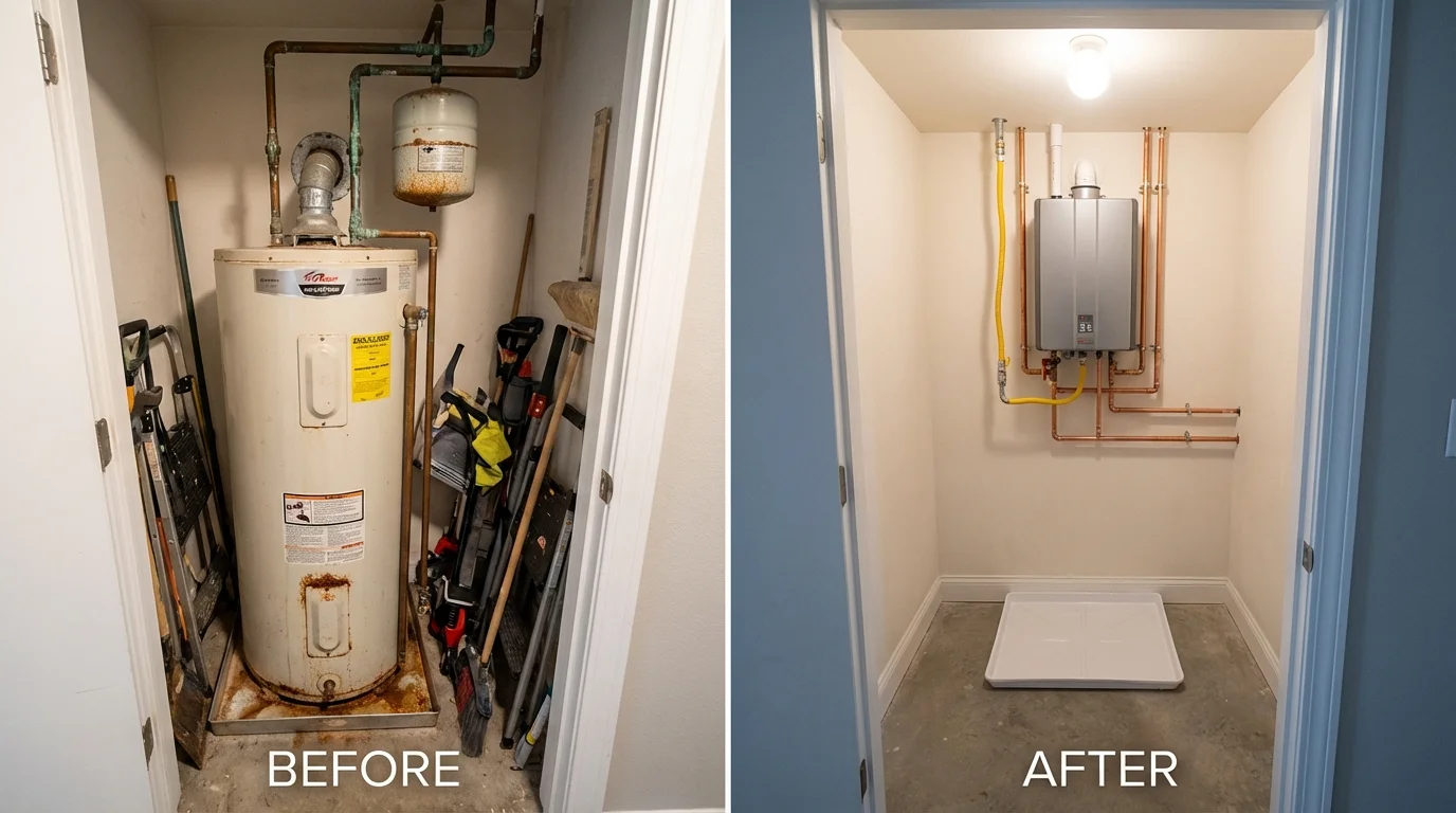 Tank water heater versus wall-mounted tankless unit comparison for Noel, MO homeowners